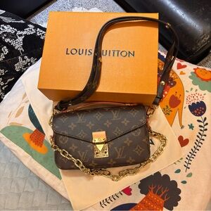 Louis Vuitton Brown Monogram Crossbody Bag with Gold Chain